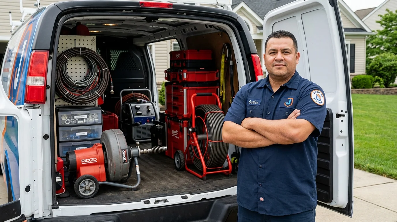 Professional drain cleaning equipment and Johns Plumbing LLC plumber in Princeville